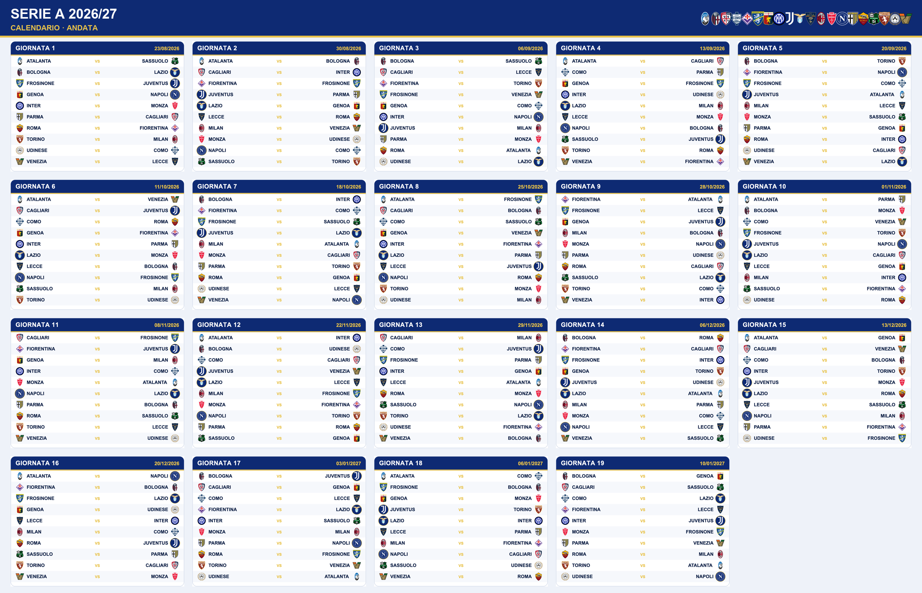 calendario 2026 27 andata